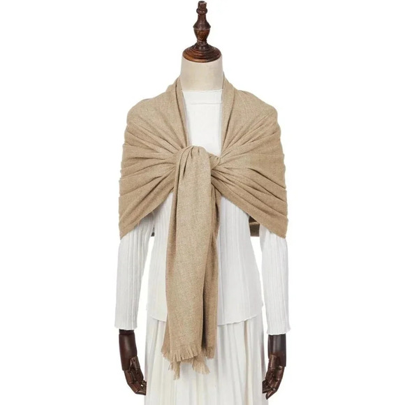 Swat Pany Scarf Winter Pashmina  Shawls For Women Wedding Shawls - Light Camel - Picture 4 of 7